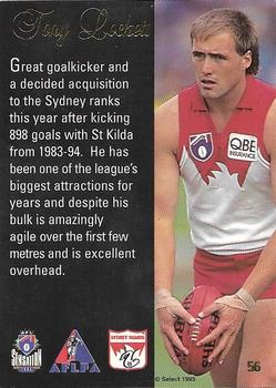 1995 Select AFL Sensation #56 Tony Lockett Back
